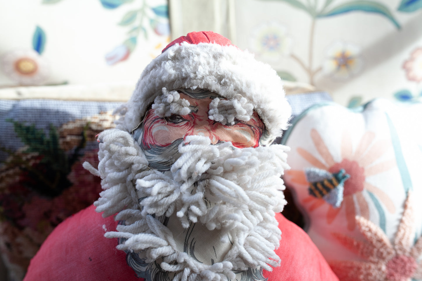 Vintage Santa Claus- Cloth Santa - Stuffed Santa- Toy Santa-Vintage Christmas- Santa Pillow