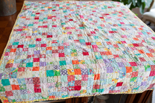 Vintage Crib Quilt - Vintage Postage Stamp Quilt