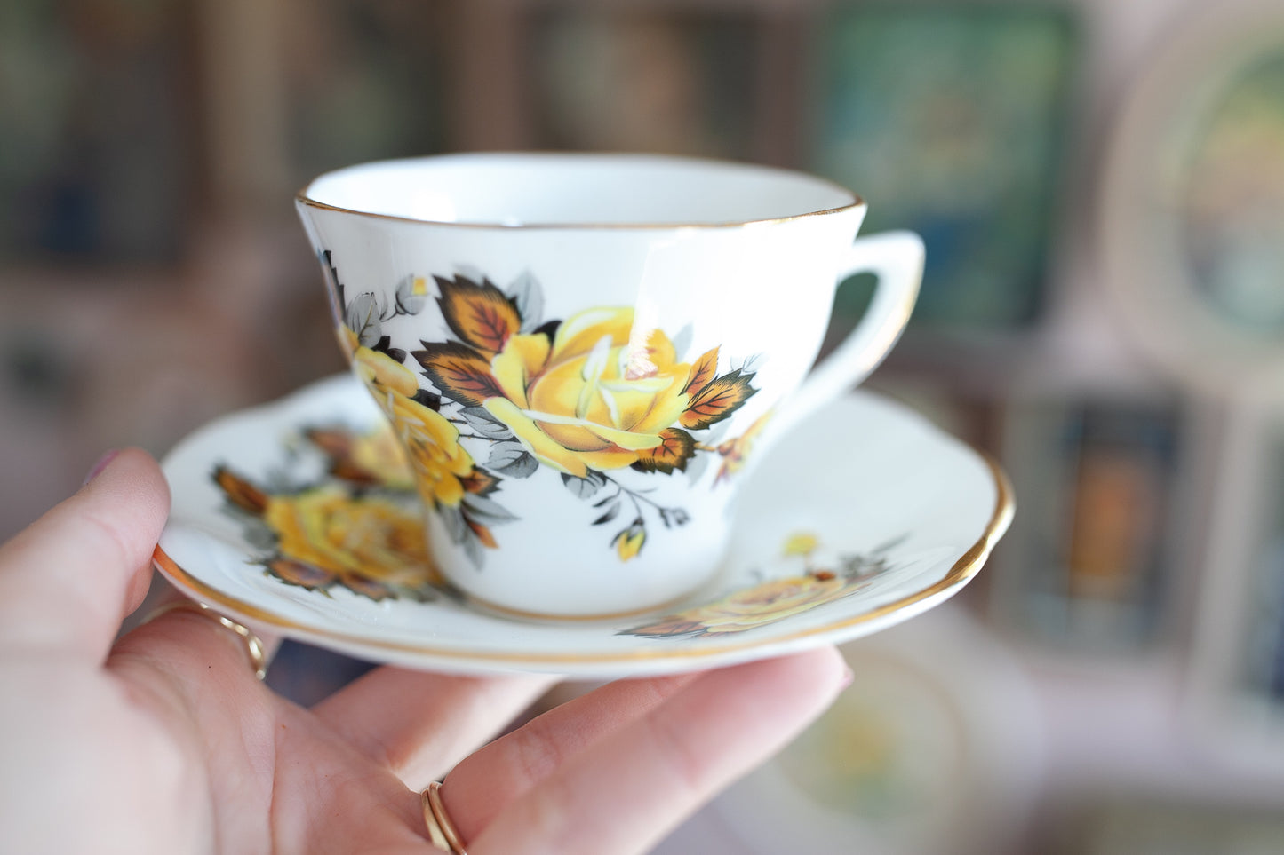 Vintage Teacup -Royal Dover China-Bone China Made in England Yellow Rose