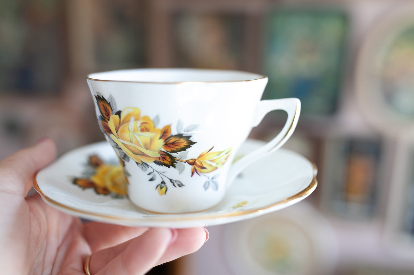 Vintage Teacup -Royal Dover China-Bone China Made in England Yellow Rose