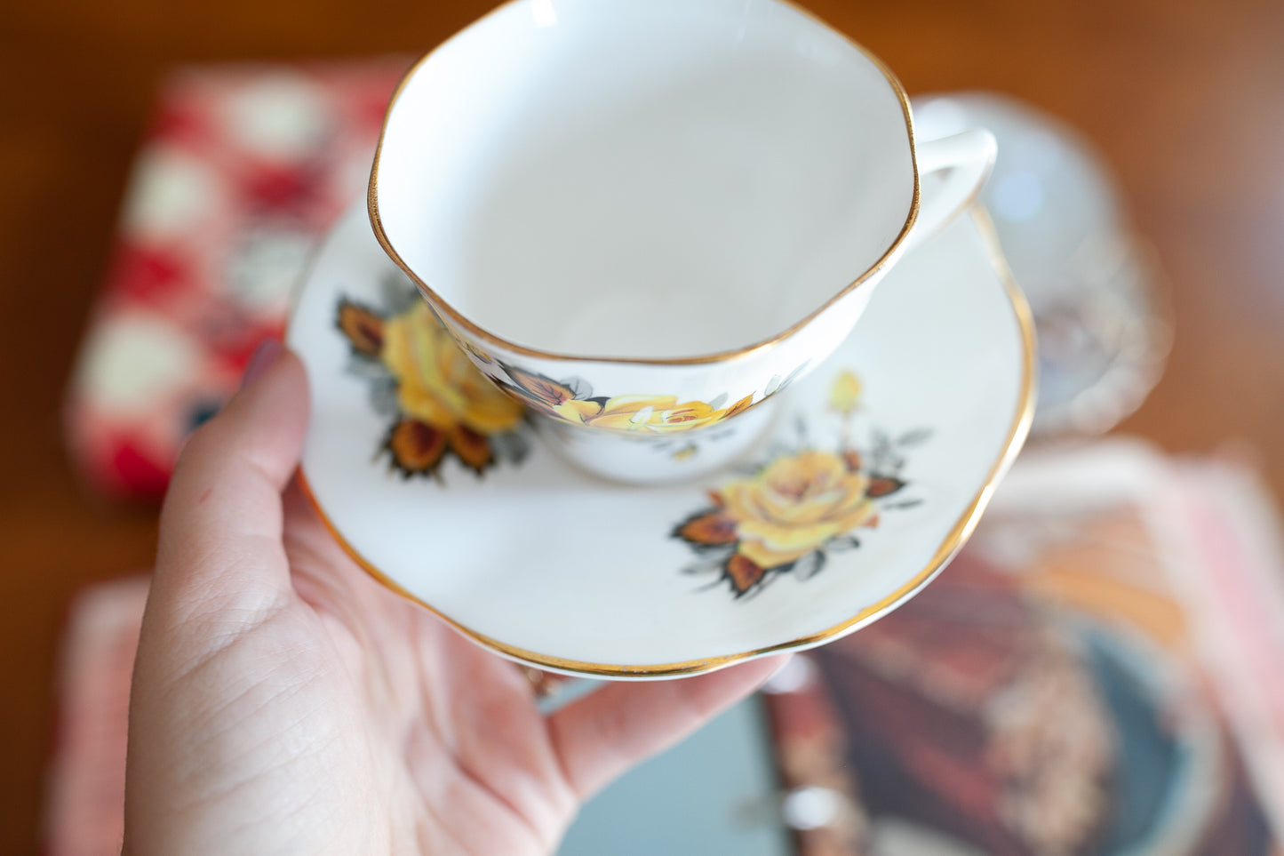 Vintage Teacup -Royal Dover China-Bone China Made in England Yellow Rose