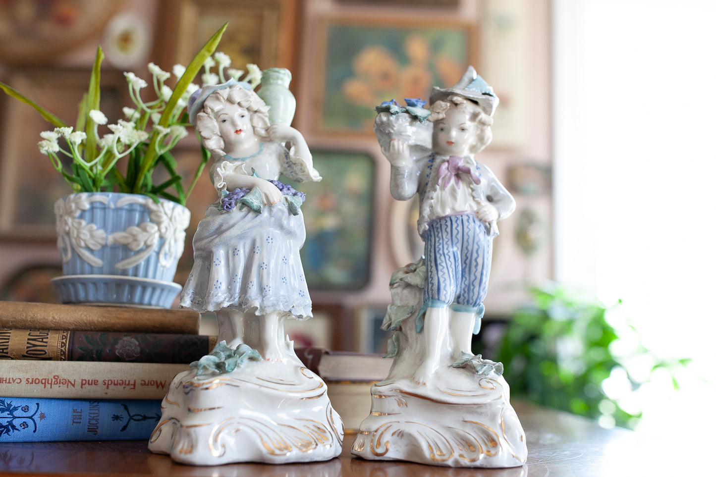 Vintage Cordey Cybis 5047 and 5048 Porcelain Statues