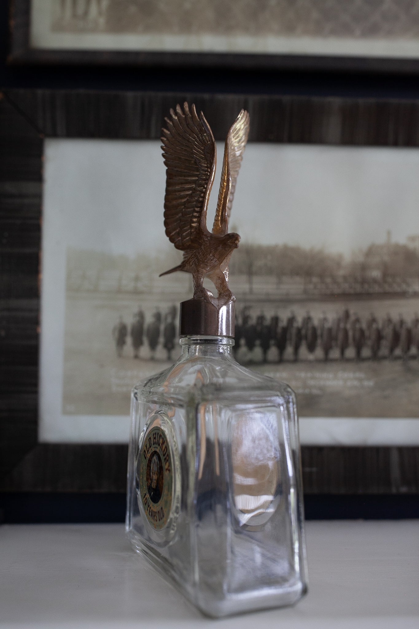 Rare Vintage Old Hickory Bourbon Whiskey Bottle Decanter 4/5 Quart Eagle Cap