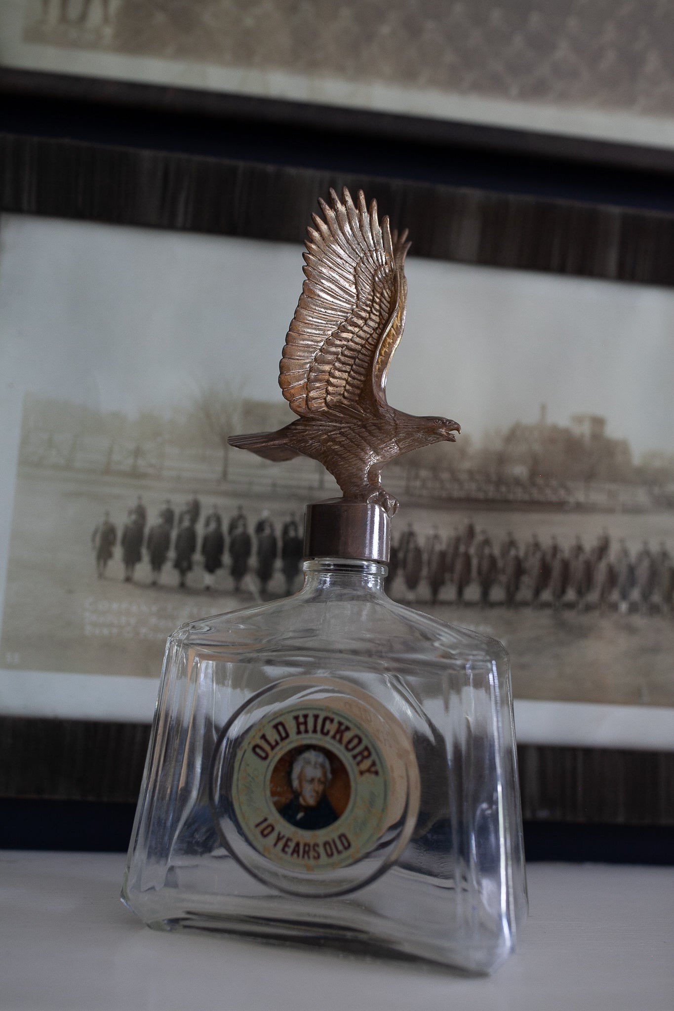 Rare Vintage Old Hickory Bourbon Whiskey Bottle Decanter 4/5 Quart Eagle Cap