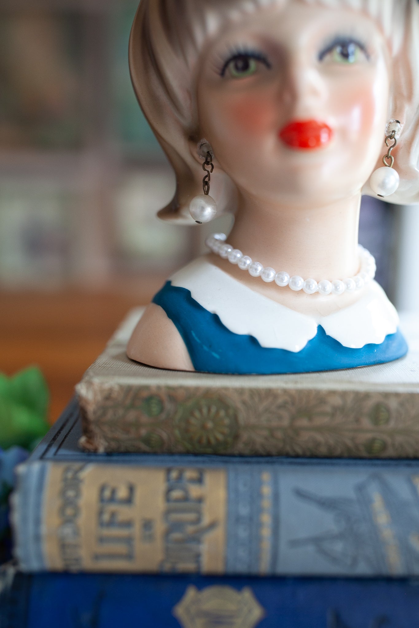 Vintage Lady Head Vase -Enesco Lady Head- Bow