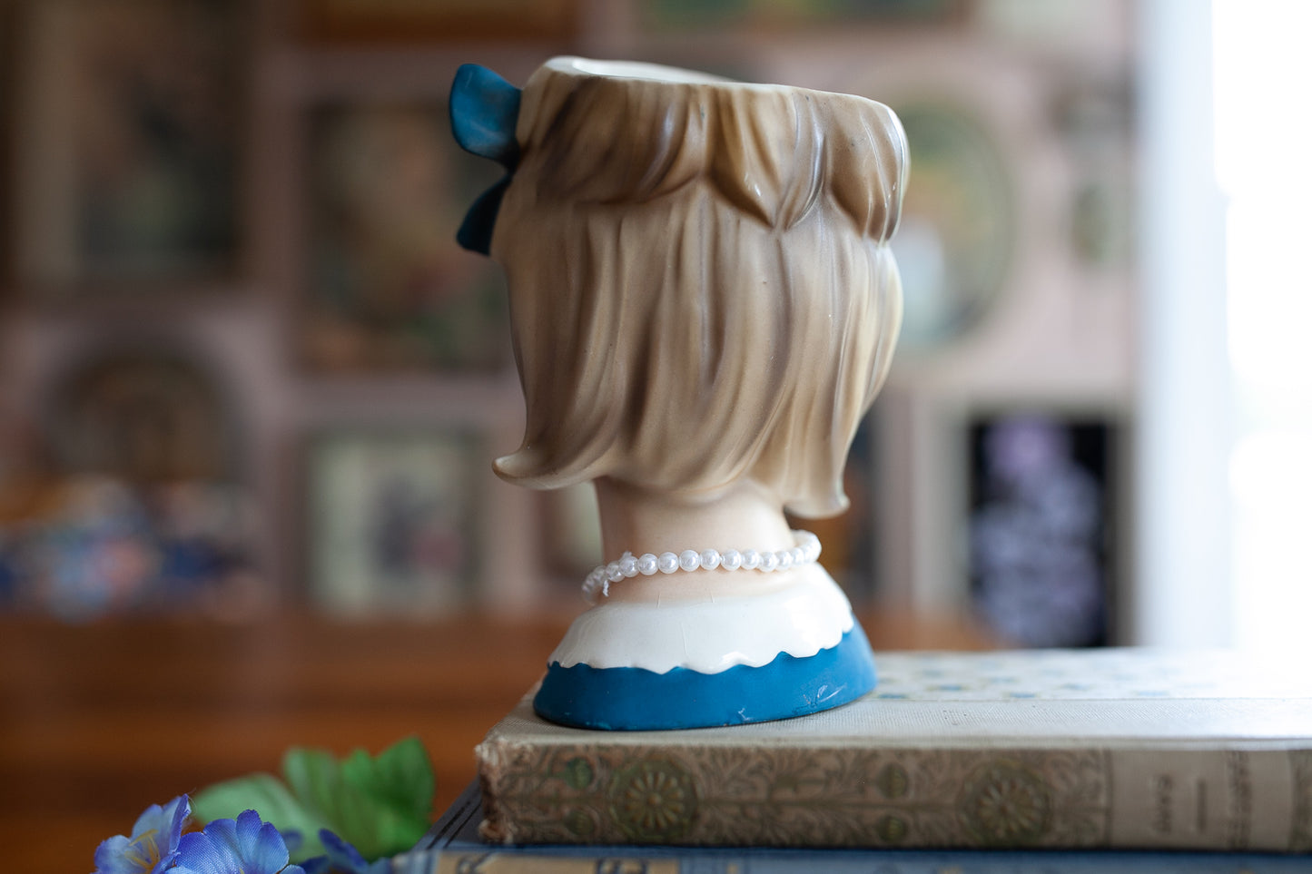 Vintage Lady Head Vase -Enesco Lady Head- Bow