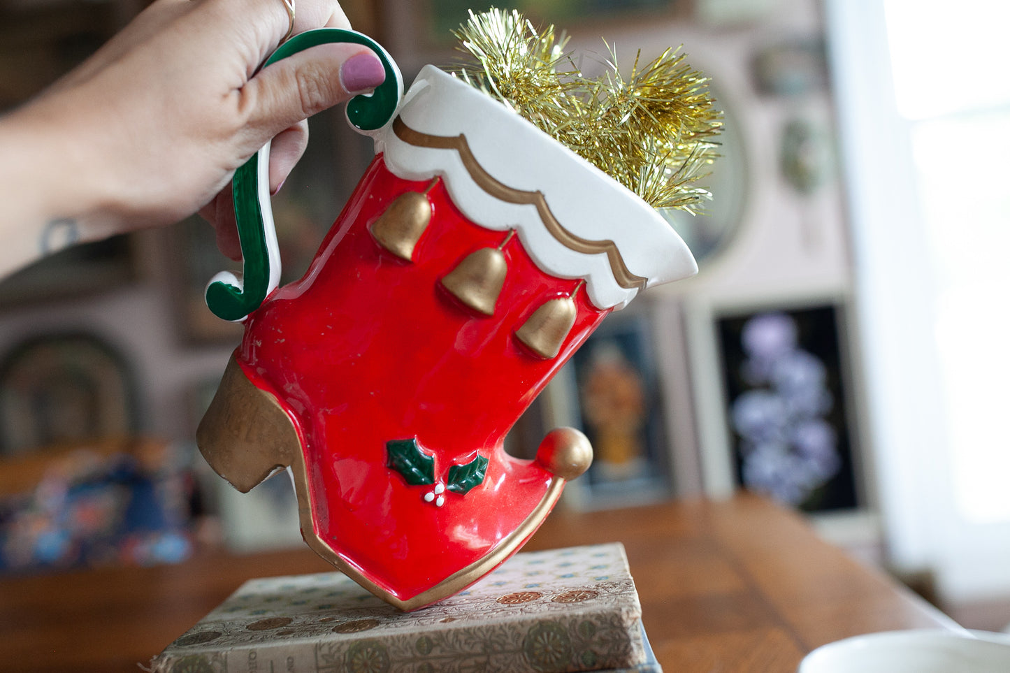 Christmas Mug Set - Vintage Mugs- Elf Shoes - Christmas Mugs