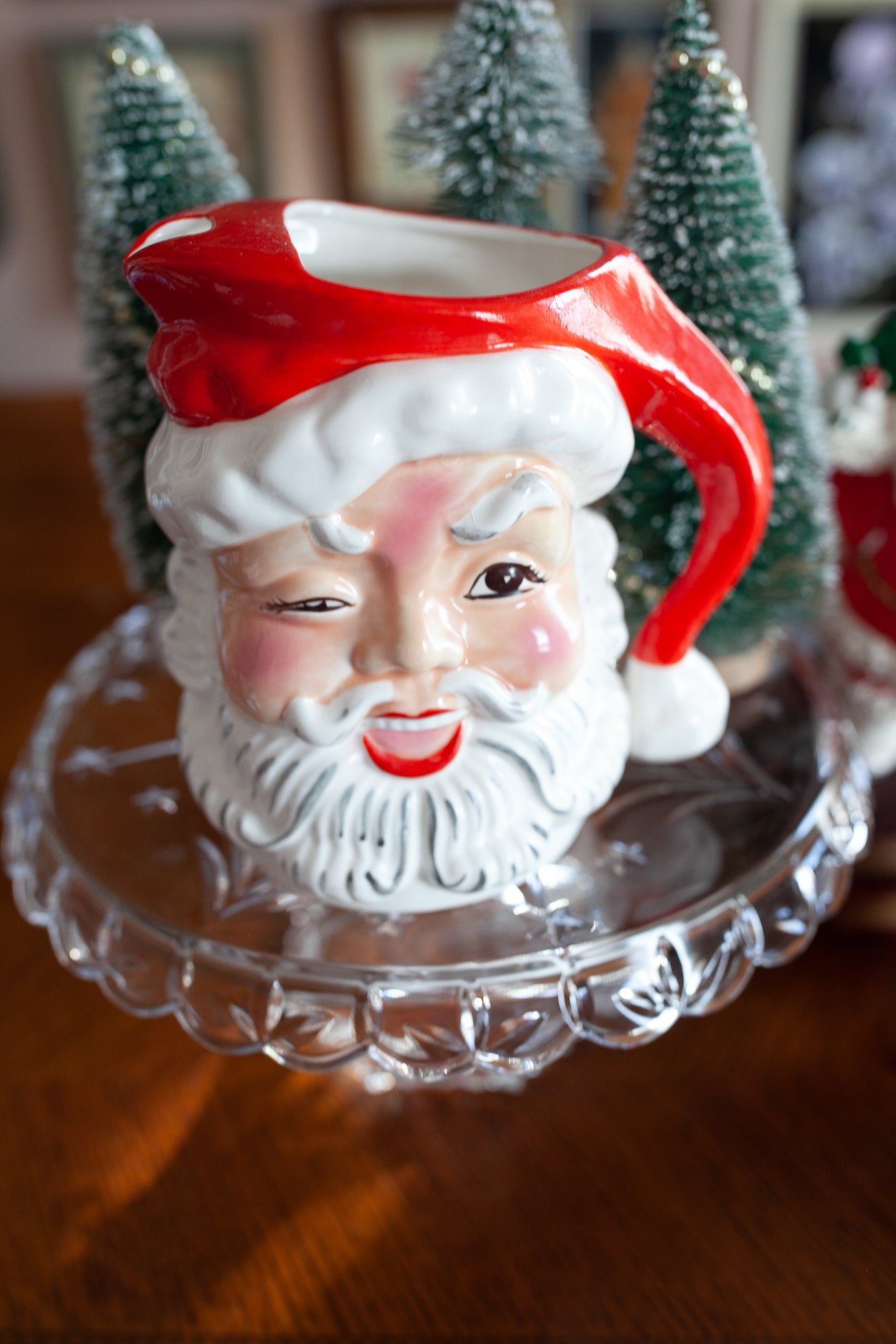 Vintage Santa Pitcher -Napco Winking Santa Ceramic Christmas Pitcher