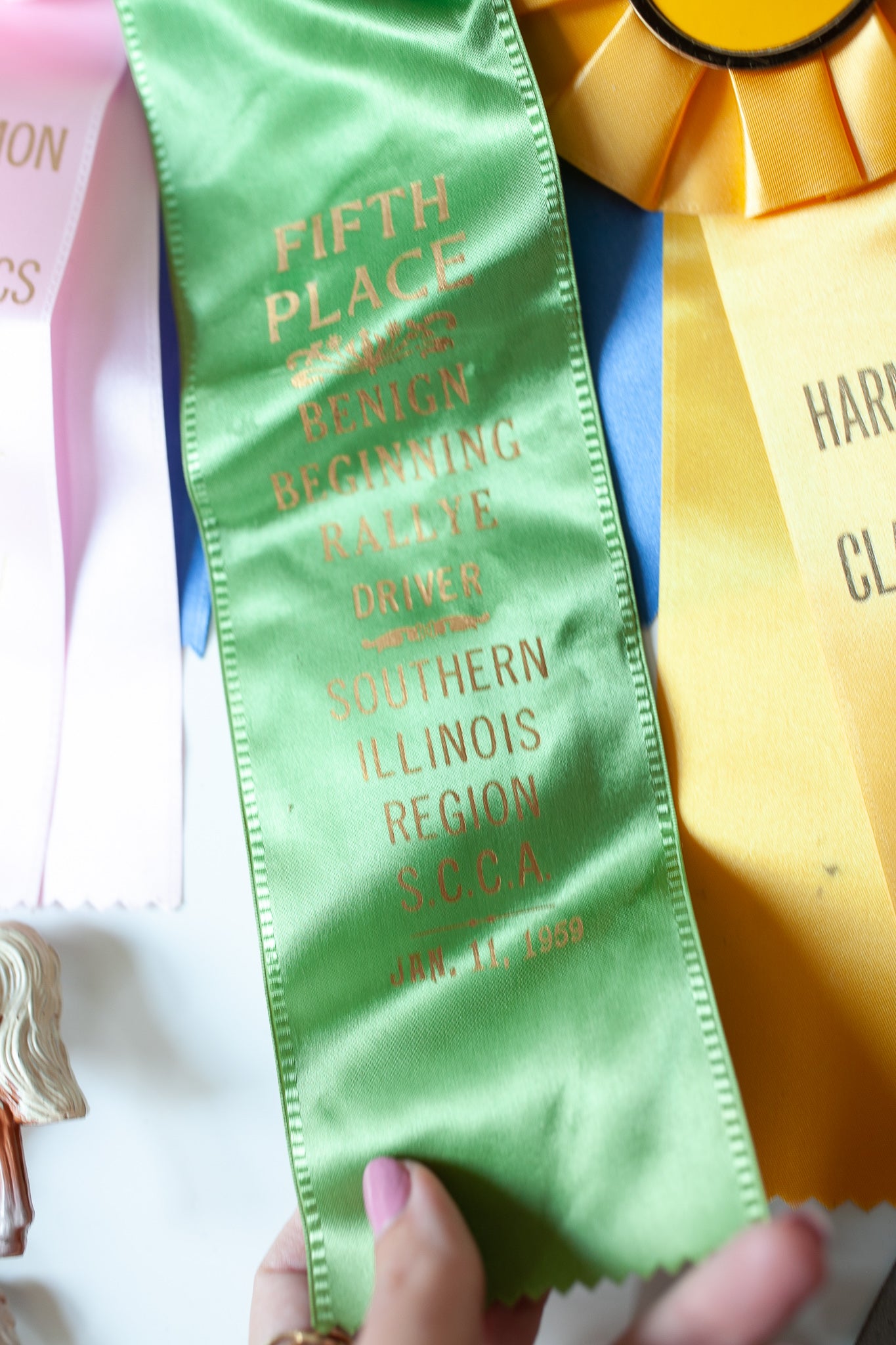 Green Ribbon - Vintage Prize Ribbon -Fifth Place- Sir- Sports Car Club of America