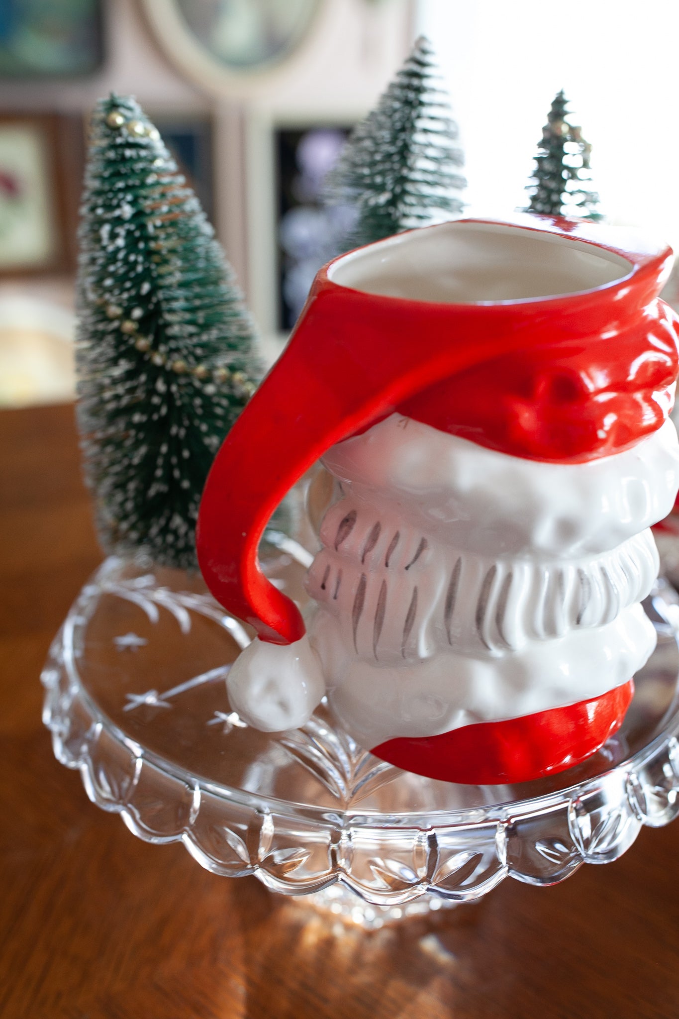Vintage Santa Pitcher -Napco Winking Santa Ceramic Christmas Pitcher