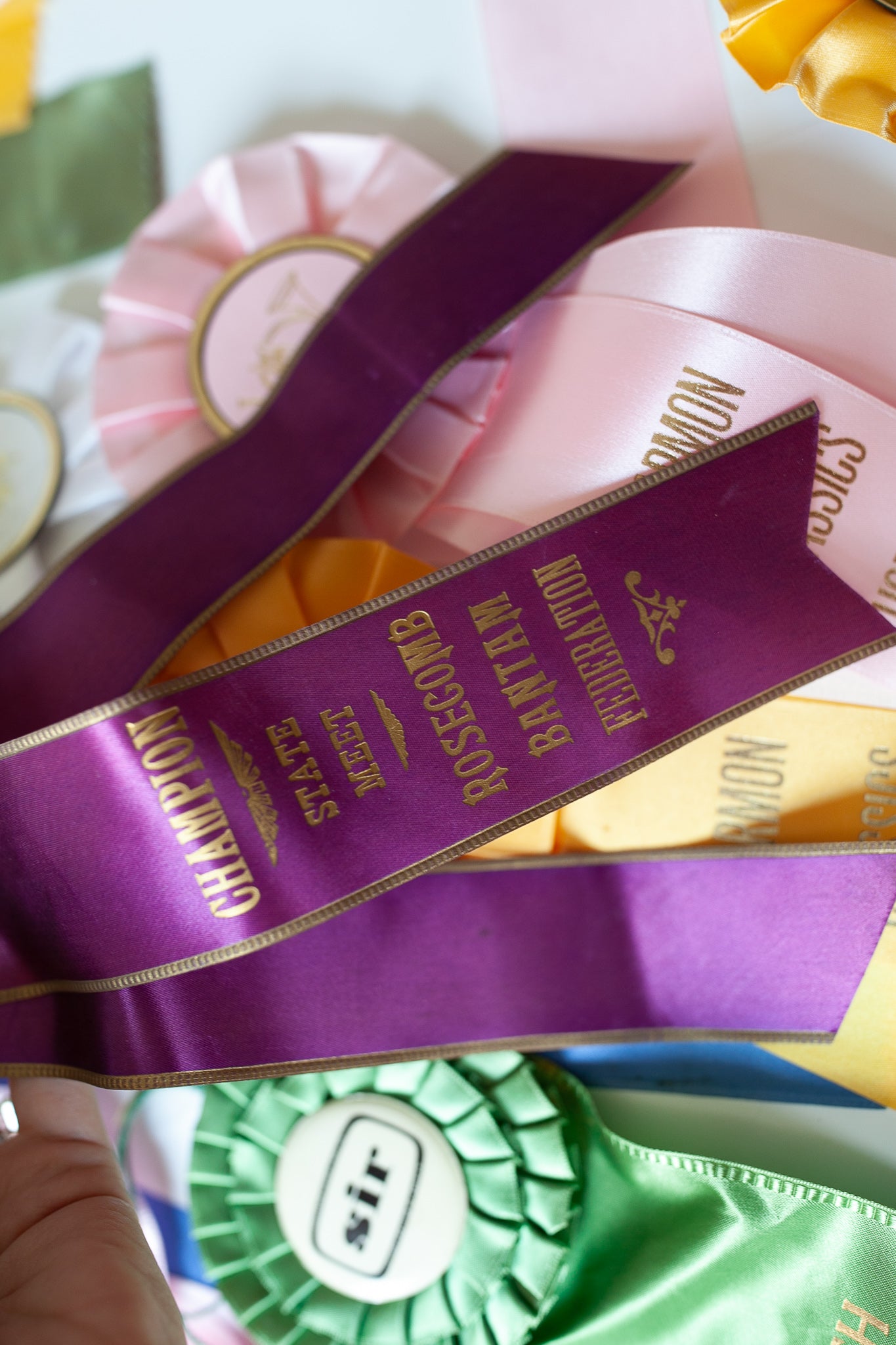 Vintage Prize Ribbon- Rooster Ribbon - Purple Ribbon