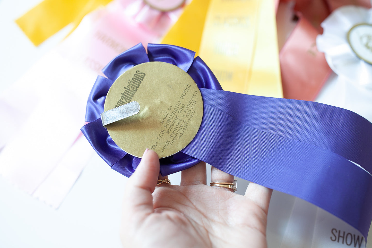 Vintage Prize Ribbon- Cow Ribbon - Purple Ribbon