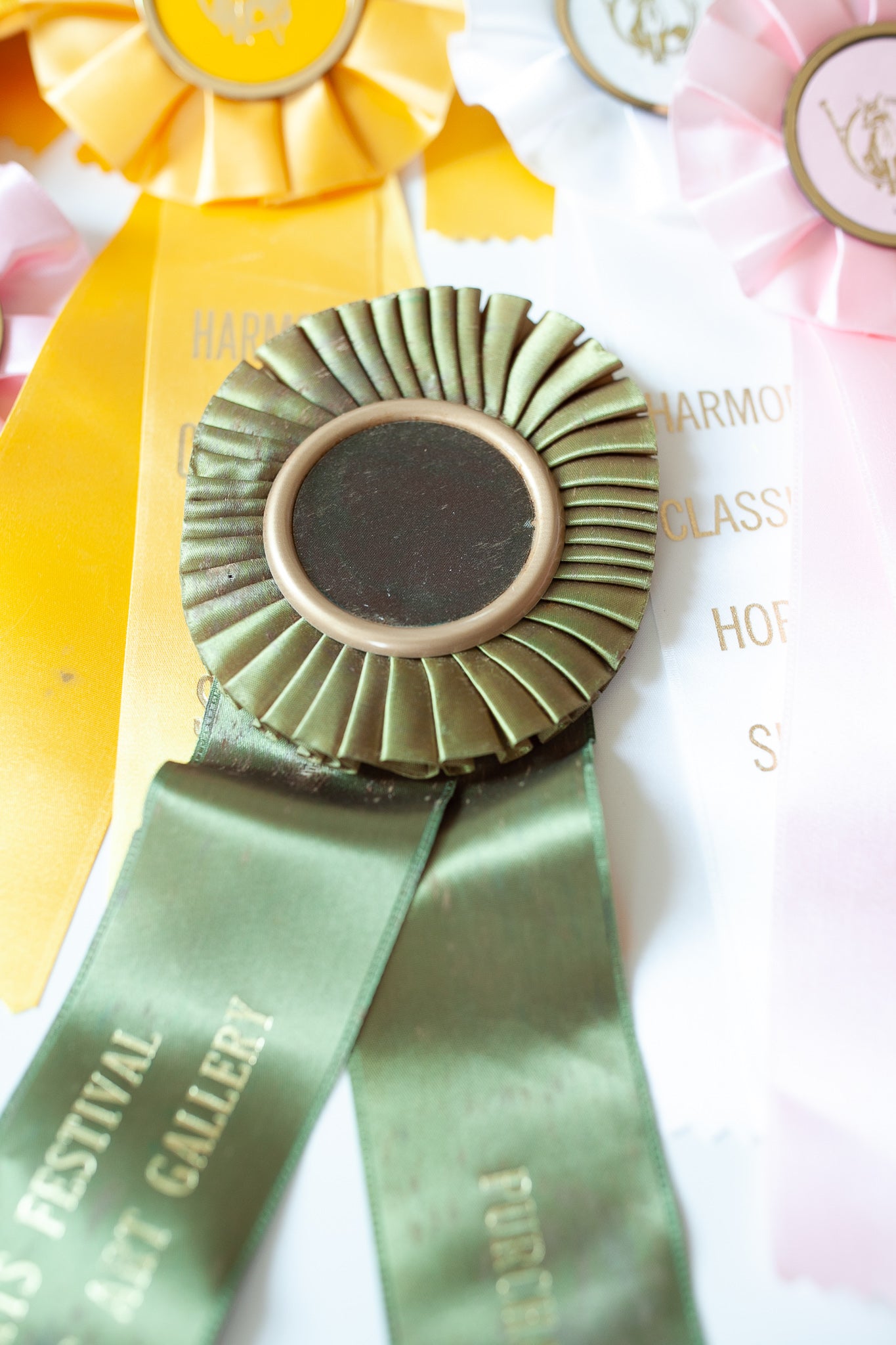 Vintage Prize Ribbon- Green Prize Ribbon- Art Ribbon