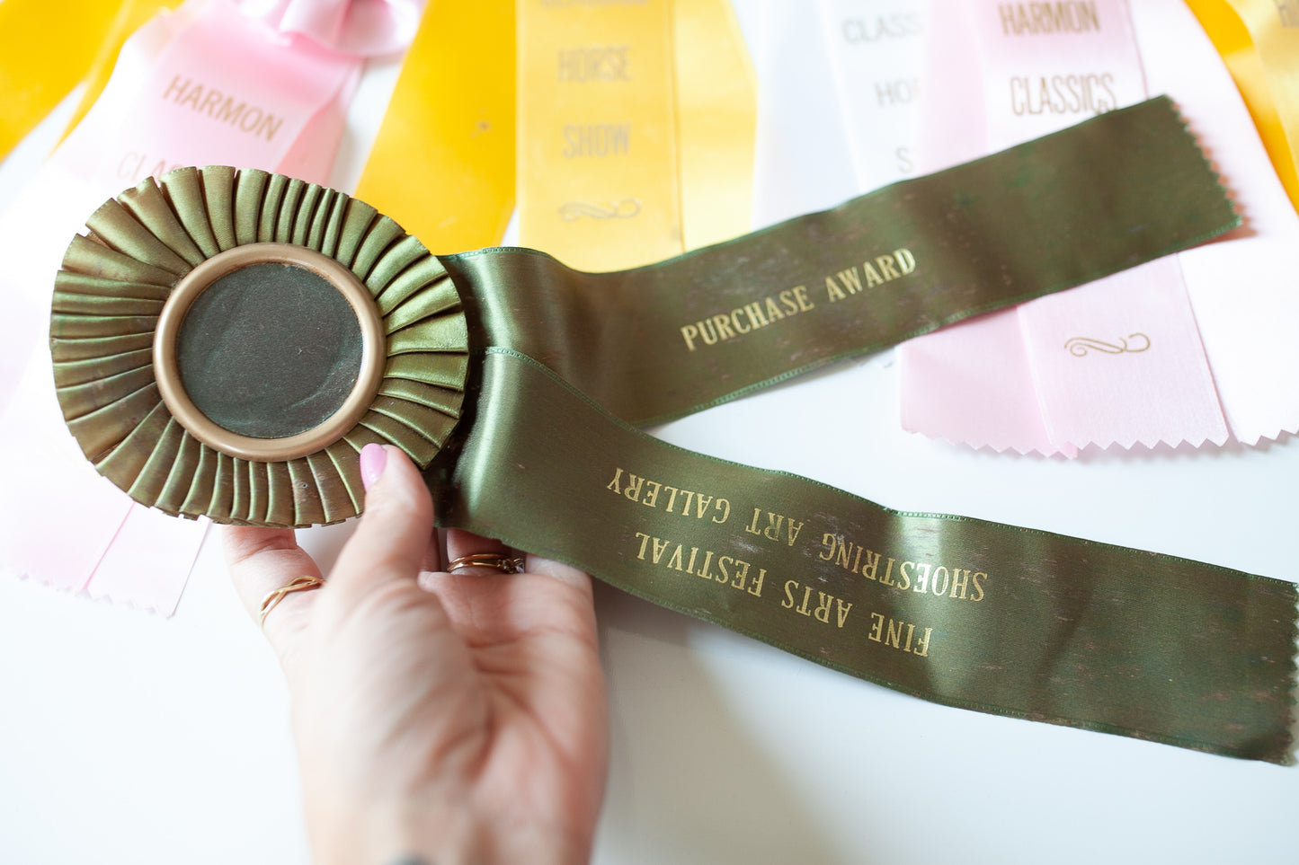 Vintage Prize Ribbon- Green Prize Ribbon- Art Ribbon