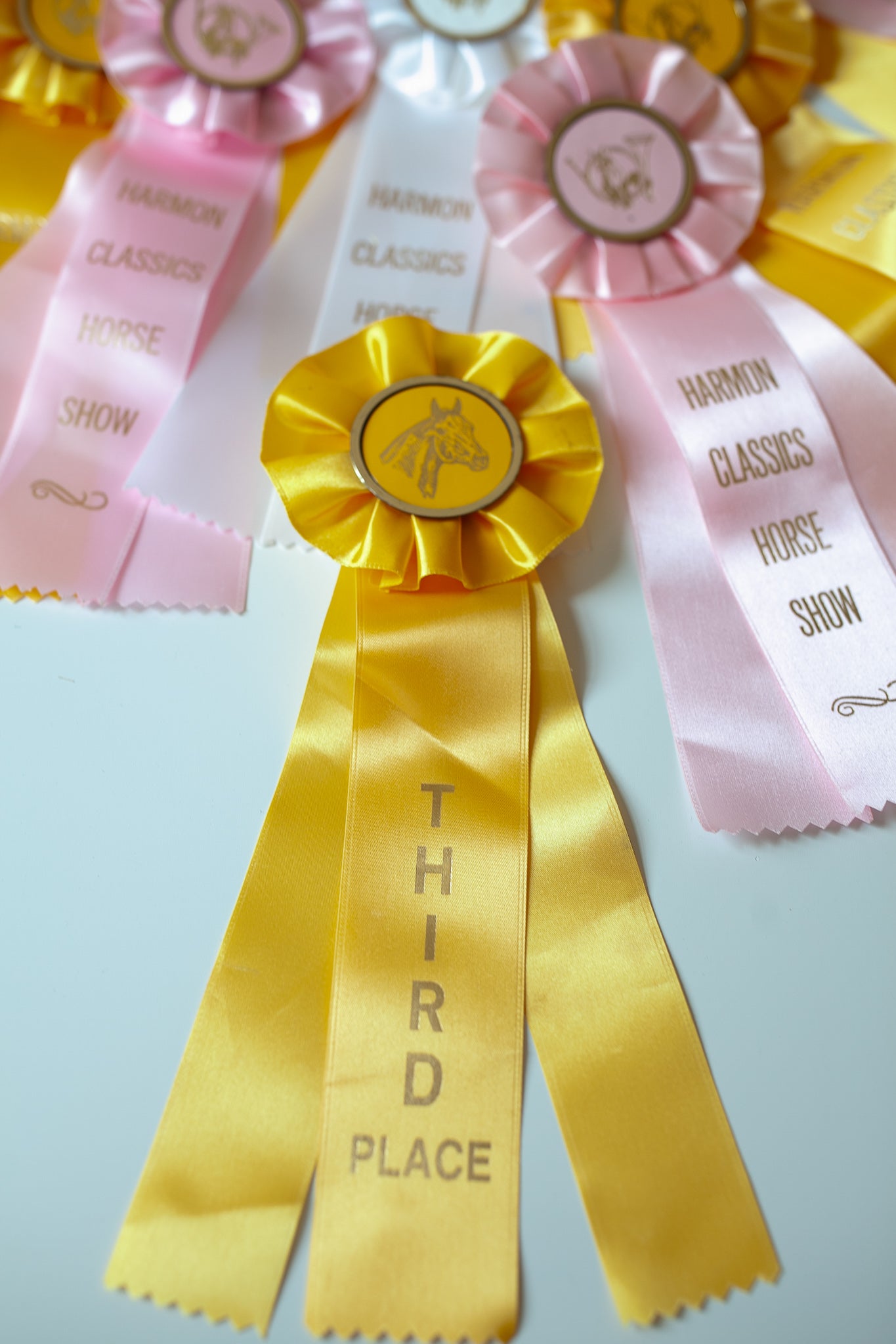 Horse Ribbon- Prize Ribbon -Third Place Yellow Ribbon- Vintage Horse Ribbon