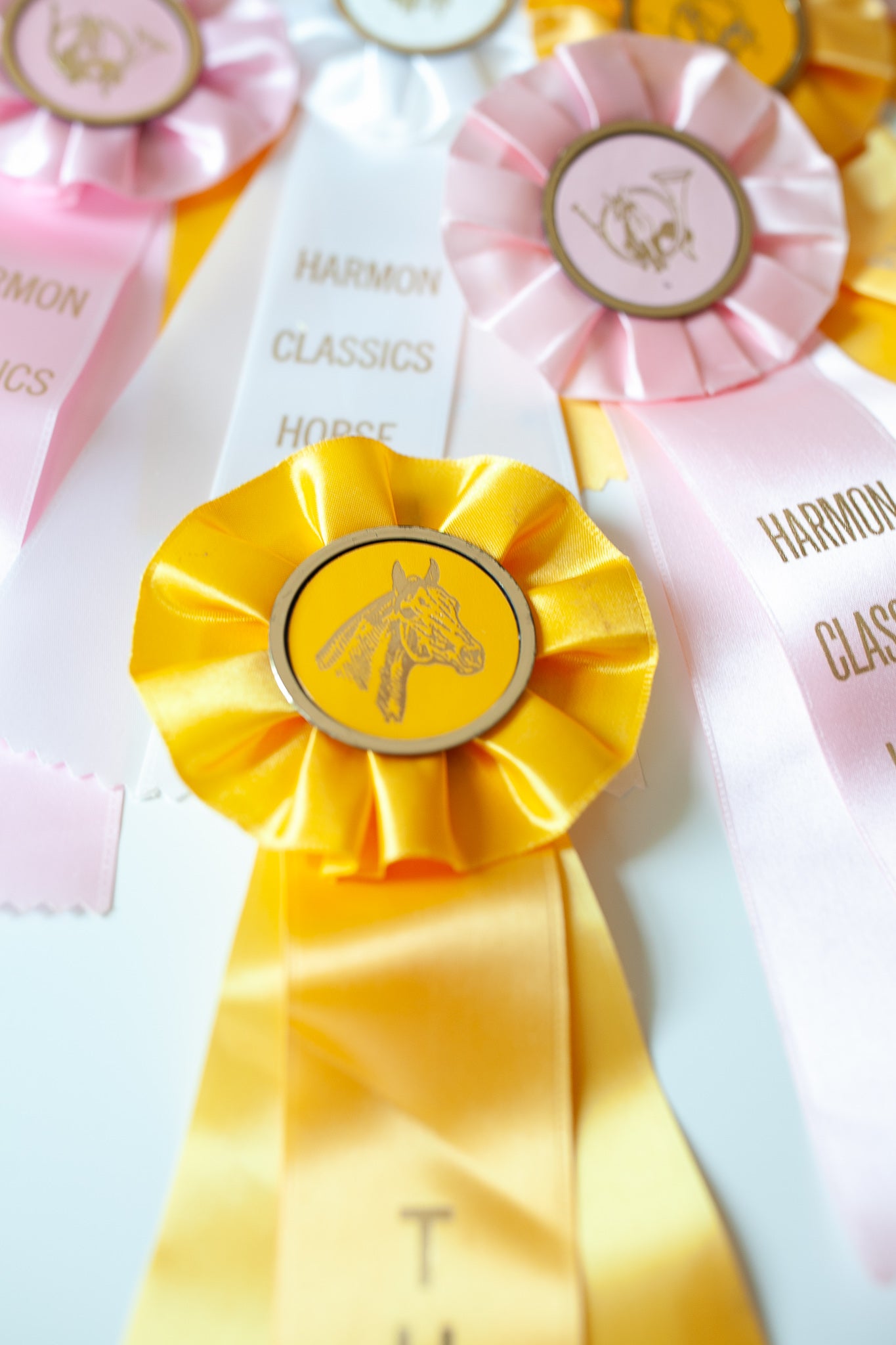 Horse Ribbon- Prize Ribbon -Third Place Yellow Ribbon- Vintage Horse Ribbon