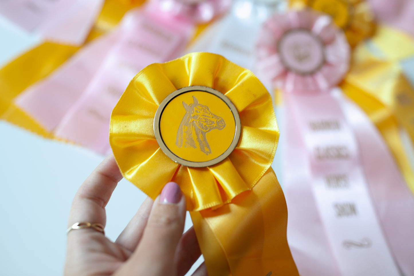 Horse Ribbon- Prize Ribbon -Third Place Yellow Ribbon- Vintage Horse Ribbon