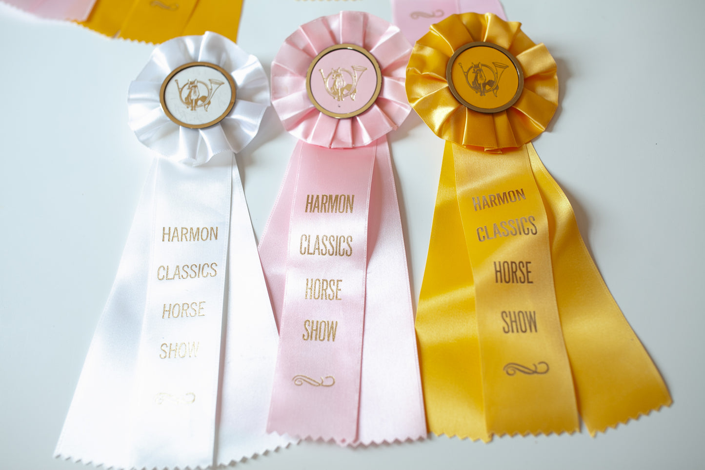 Vintage Prize Ribbons- Horse Show Ribbons- Pink Yellow and White Ribbons - Prize Ribbon