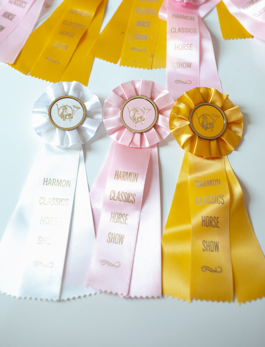 Vintage Prize Ribbons- Horse Show Ribbons- Pink Yellow and White Ribbons - Prize Ribbon