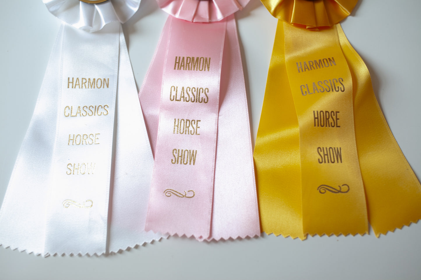 Vintage Prize Ribbons- Horse Show Ribbons- Pink Yellow and White Ribbons - Prize Ribbon