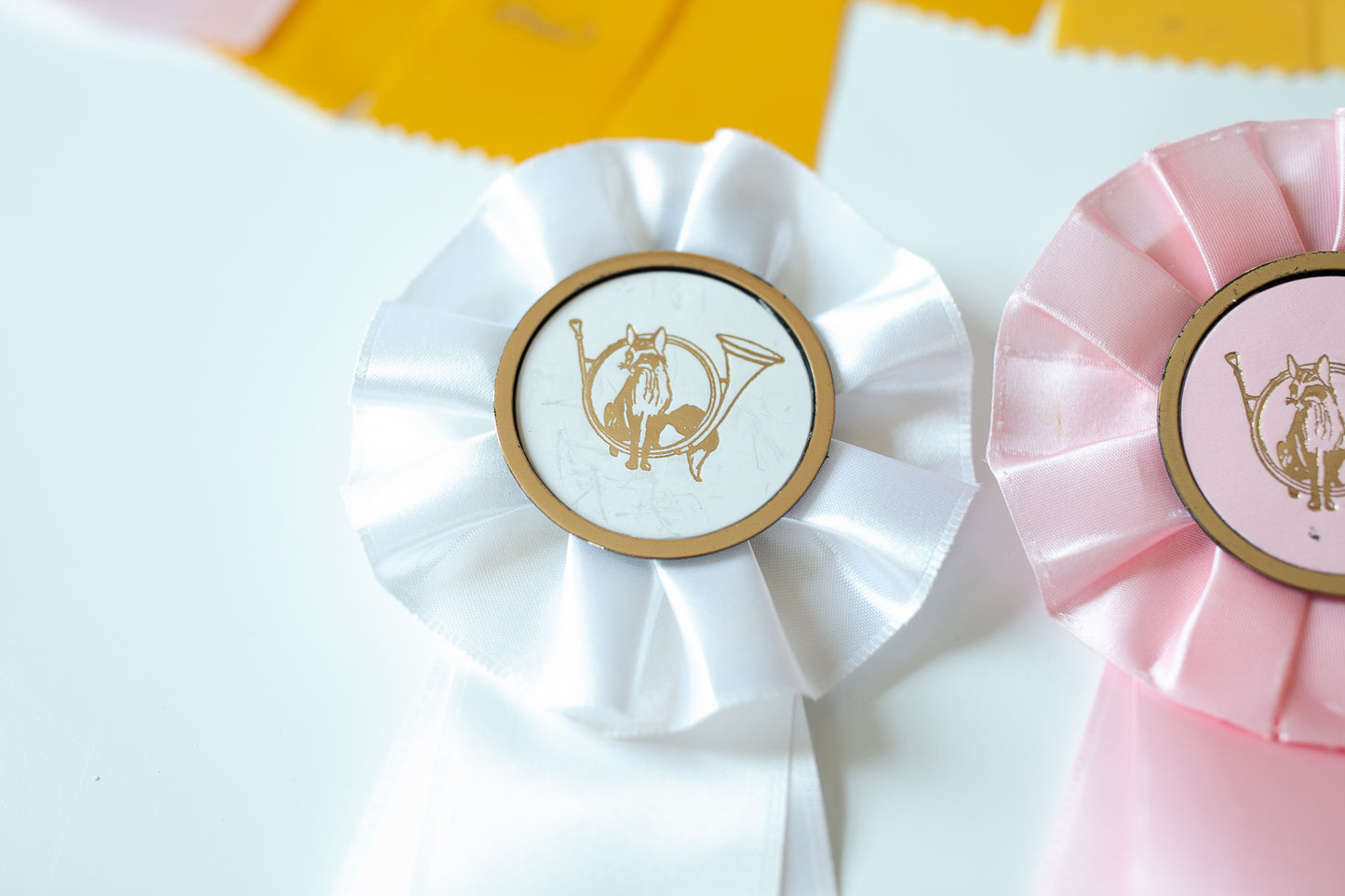 Vintage Prize Ribbons- Horse Show Ribbons- Pink Yellow and White Ribbons - Prize Ribbon