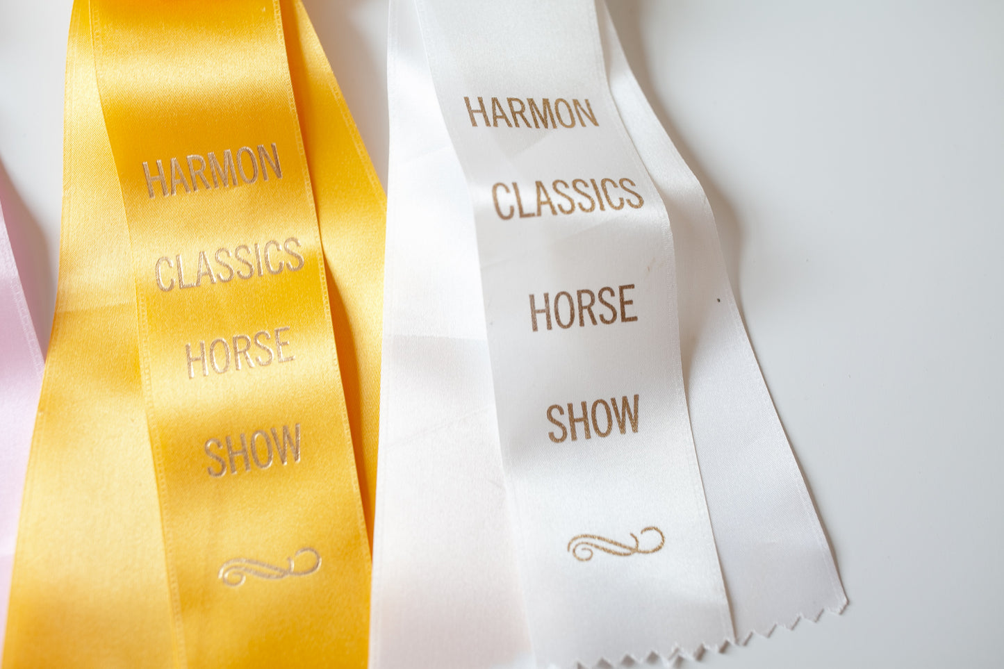 Vintage Prize Ribbons- Horse Show Ribbons- Pink Yellow and White Ribbons - Prize Ribbon