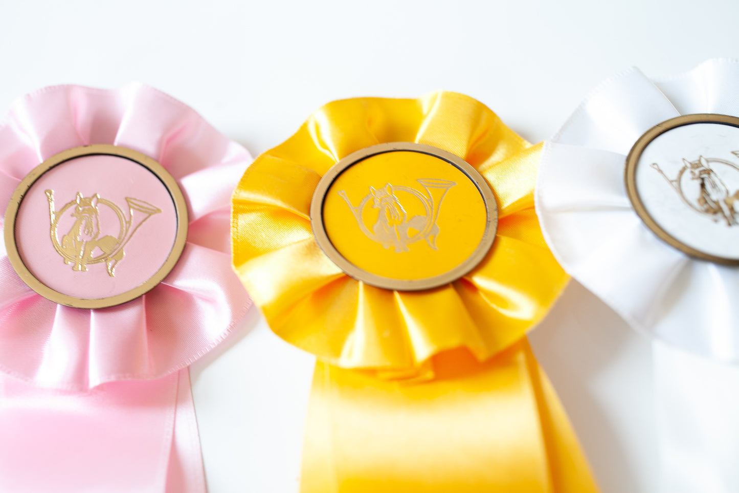 Vintage Prize Ribbons- Horse Show Ribbons- Pink Yellow and White Ribbons - Prize Ribbon