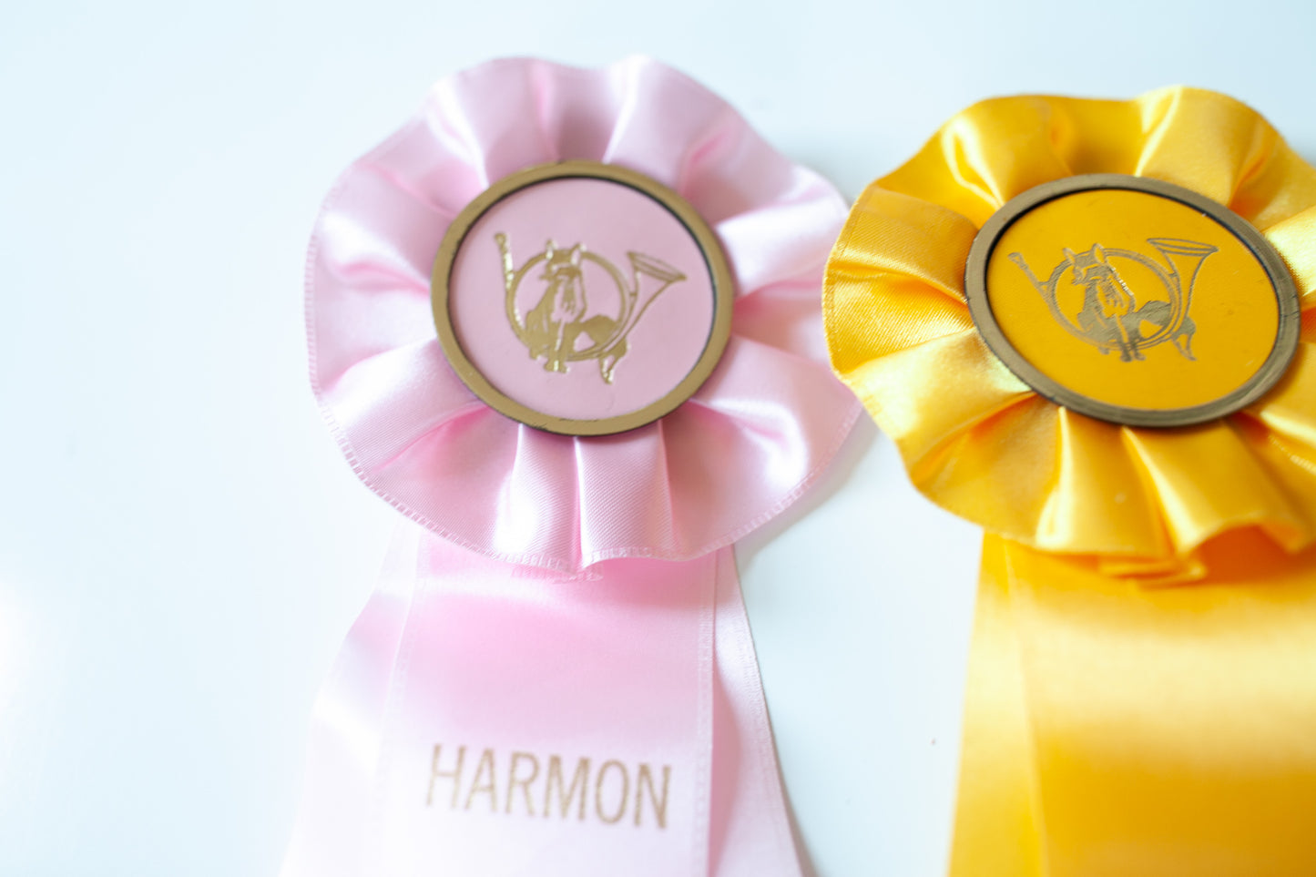 Vintage Prize Ribbons- Horse Show Ribbons- Pink Yellow and White Ribbons - Prize Ribbon