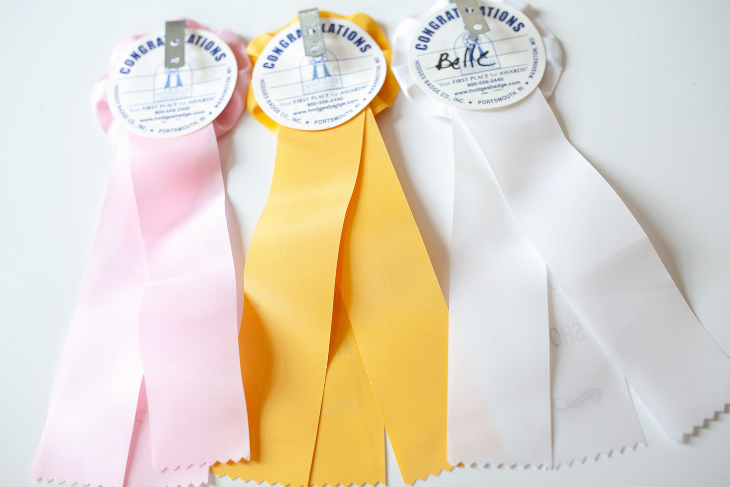 Vintage Prize Ribbons- Horse Show Ribbons- Pink Yellow and White Ribbons - Prize Ribbon