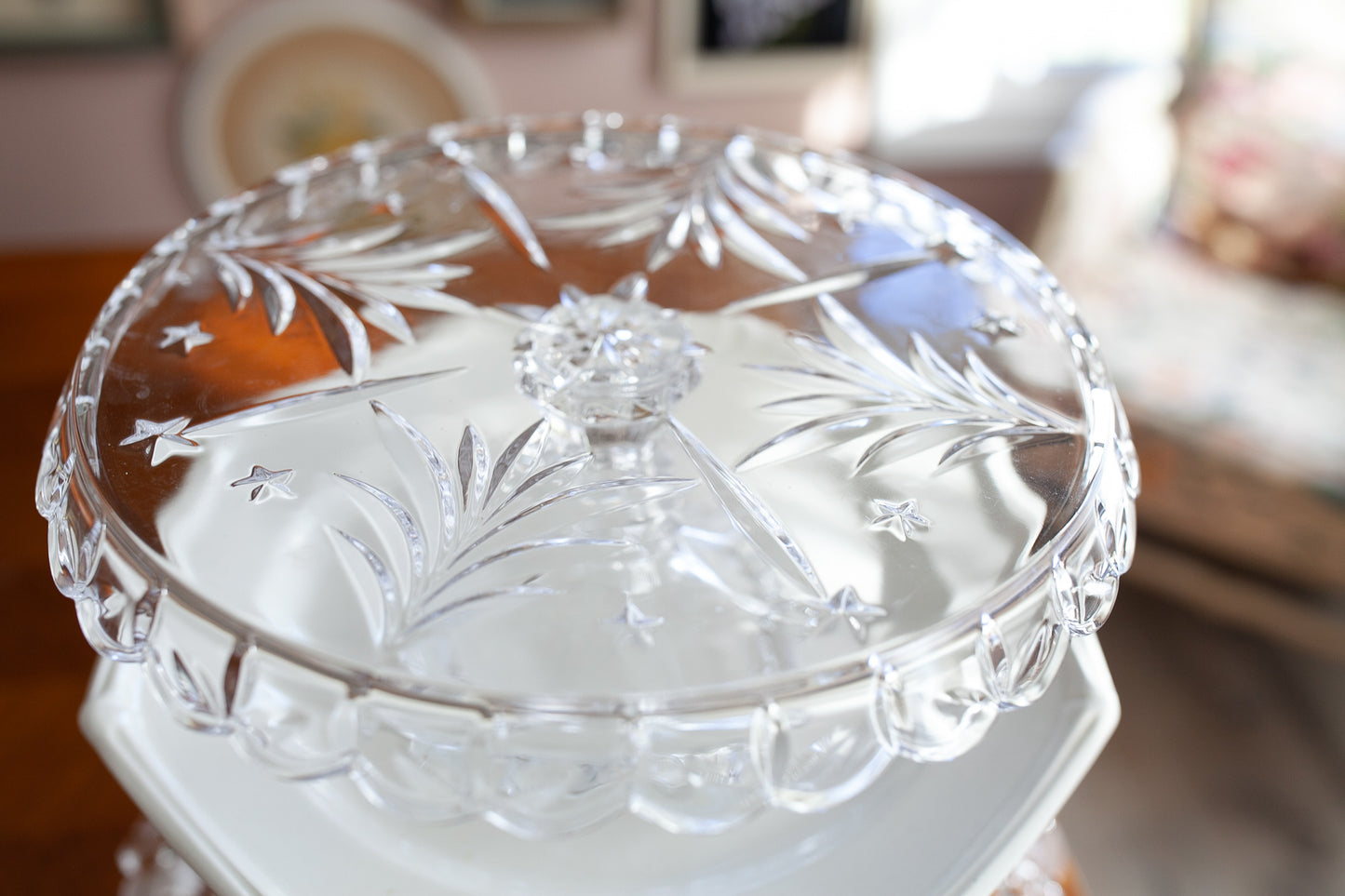 Celebrations by Mikasa Christmas Night crystal cake plate - Vintage Cake Stand