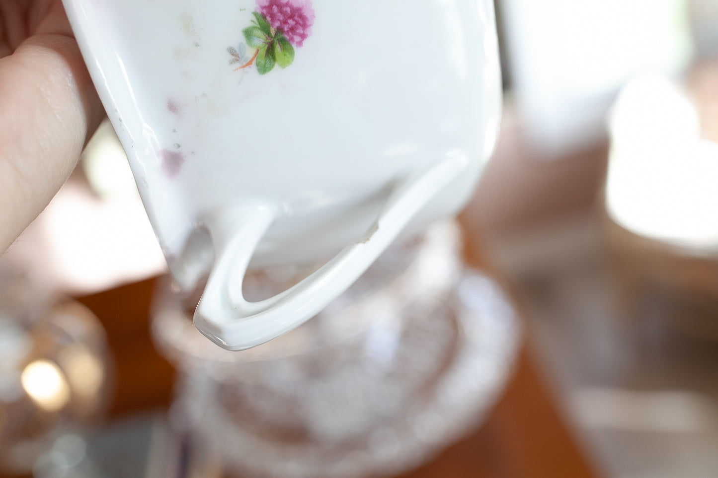 Vintage Biscuit Jar - Transferware Lidded Jar with Florals -Floral Jar