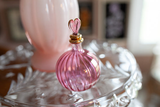 Vintage Perfume Bottle -Heart Pink Perfume Bottle -Glass Bottle