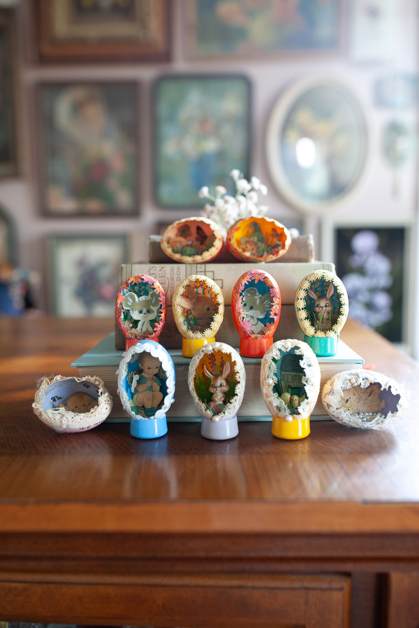 Vintage Egg Diorama- Vintage Easter Eggs