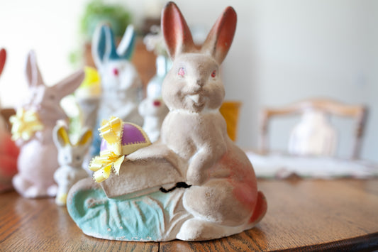 Vintage Pulp Bunny- Easter Decor - Bunny Decor