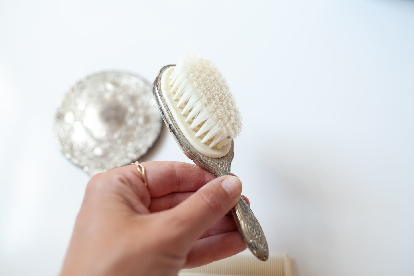 Vintage Comb Mirror Brush Handle Set