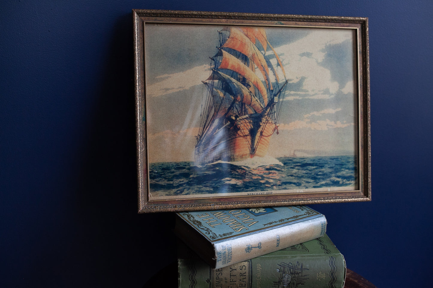 Vintage Ship Print Framed - Nautical Artwork