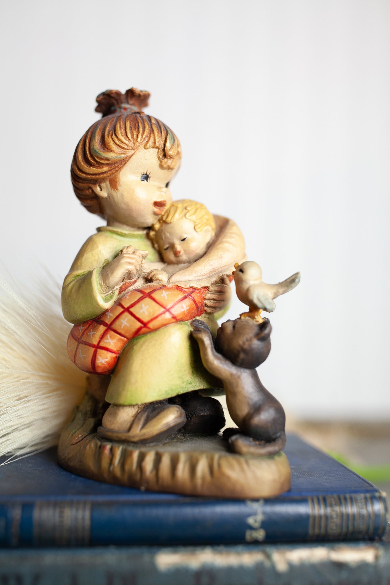 Vintage Anri- Juan Ferrandiz 6" Vintage Figure Wood Carving 'Little Mother' - Made in Italy