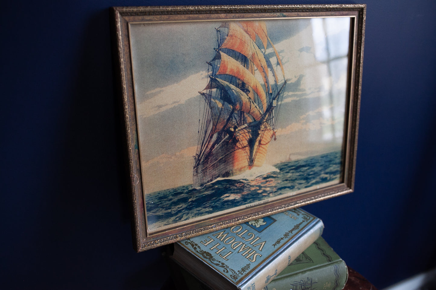Vintage Ship Print Framed - Nautical Artwork