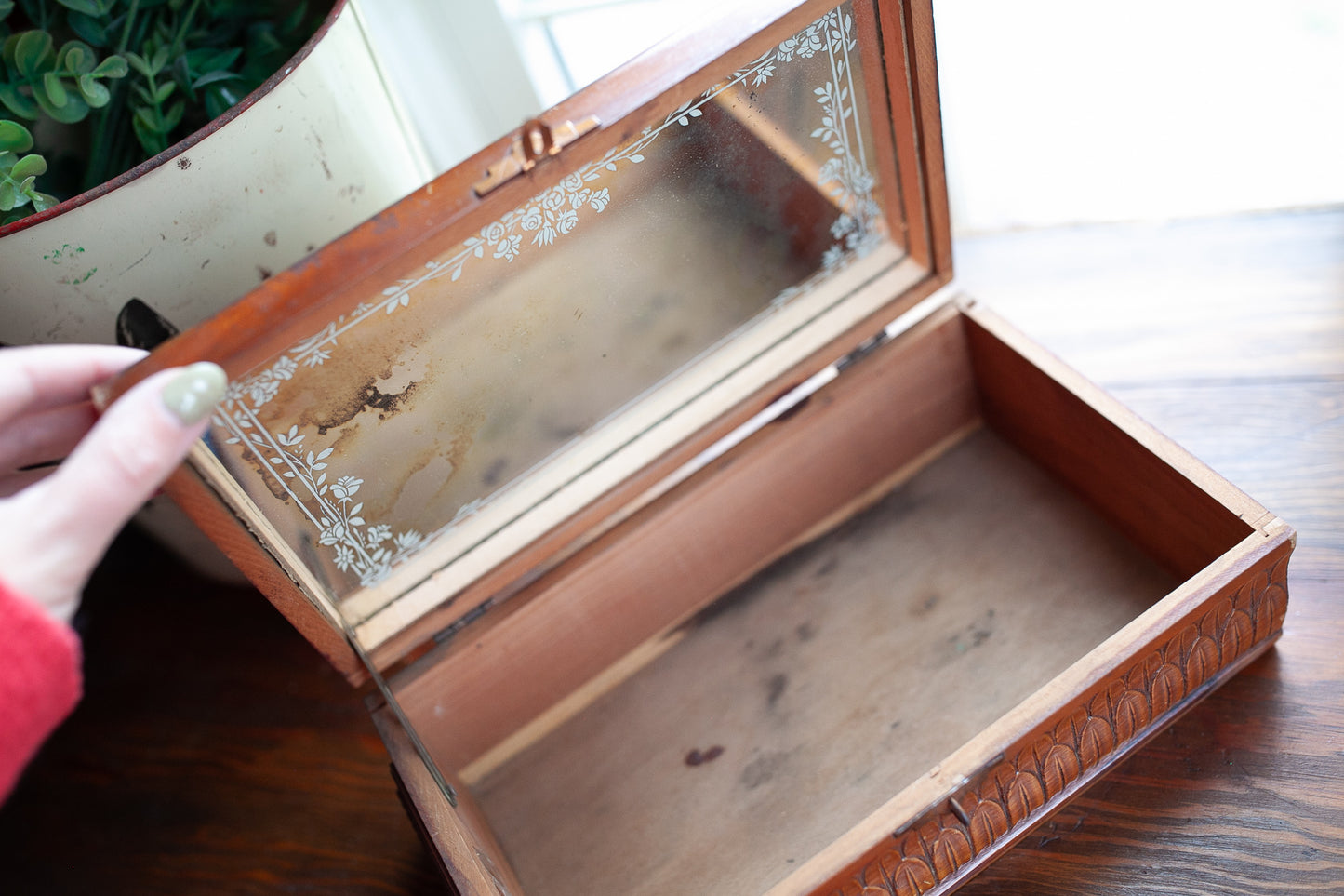 Vintage Jewelry Box -Floral Jewelry Box - Wood Jewelry Box