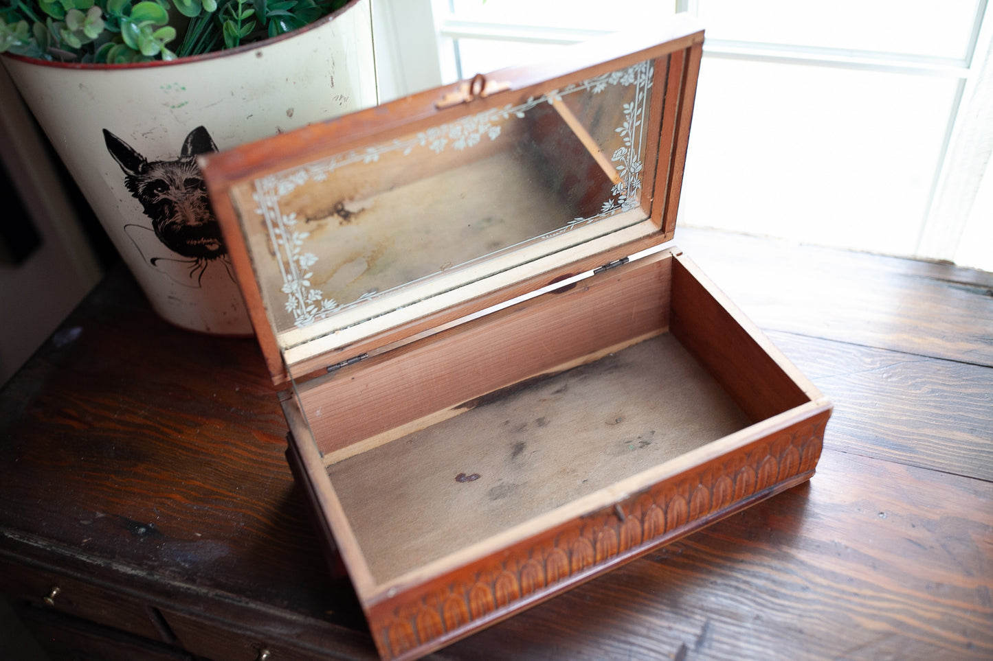 Vintage Jewelry Box -Floral Jewelry Box - Wood Jewelry Box