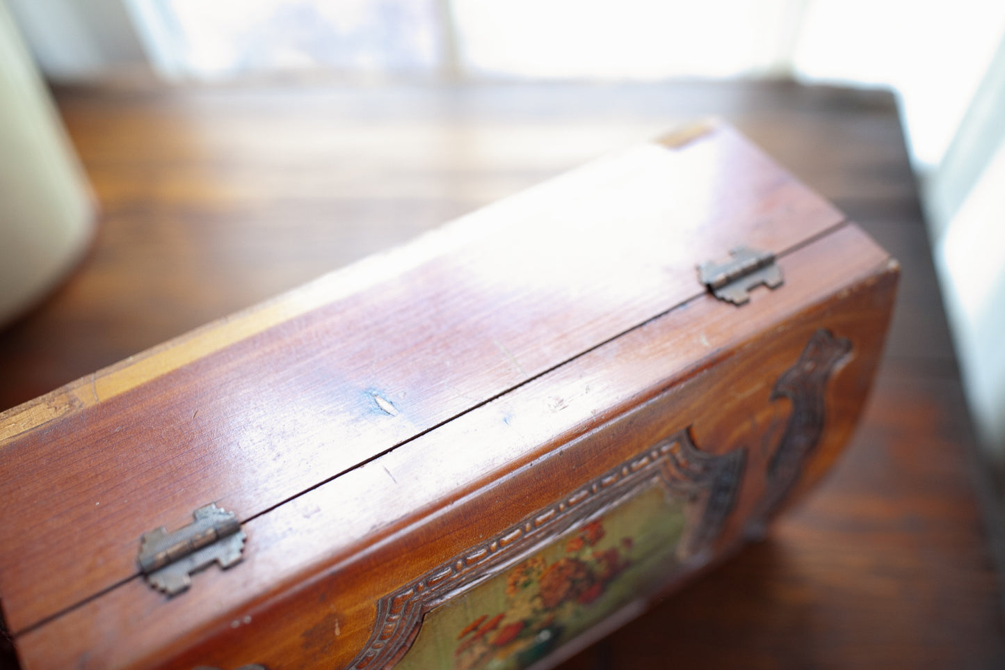 Vintage Jewelry Box -Floral Jewelry Box - Wood Jewelry Box