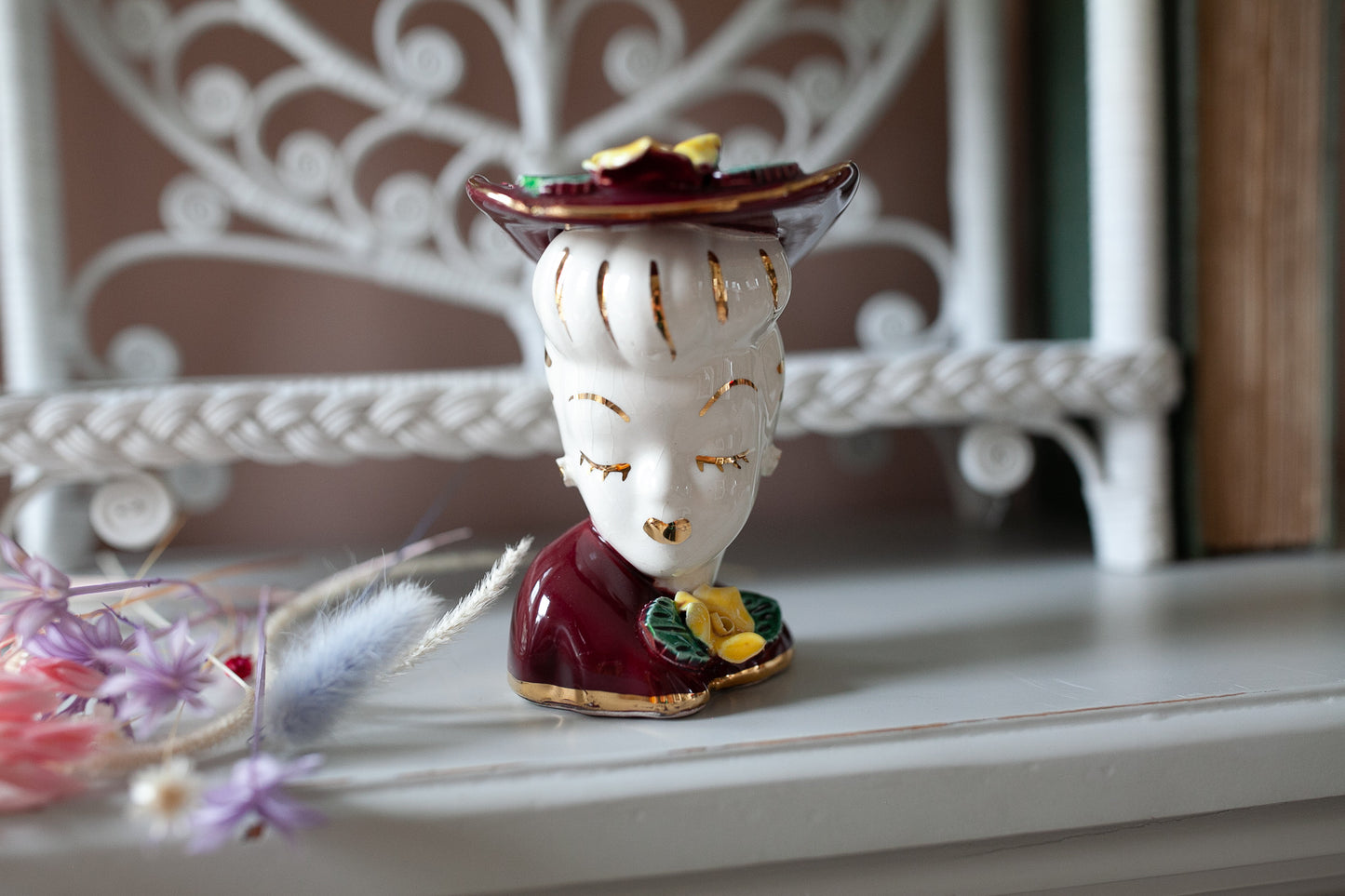 Vintage Lady Head Vase - Glamour Girl