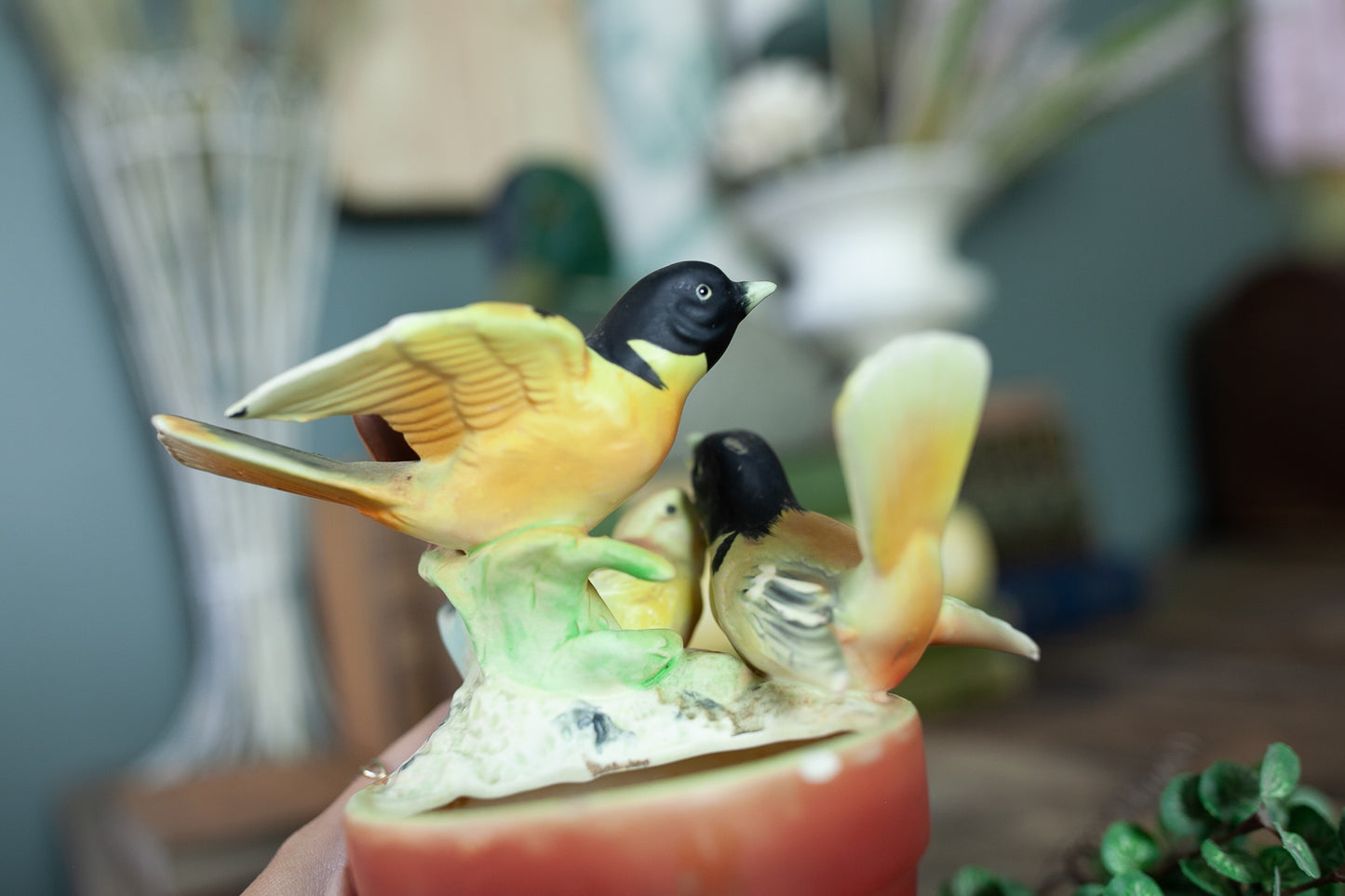 Vintage Bird Planter- Oriole Enesco Planter- Vintage Birds -Porcelain Bird