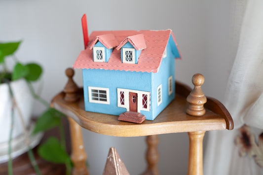 Vintage House - Wooden handmade House -Pink and Blue House