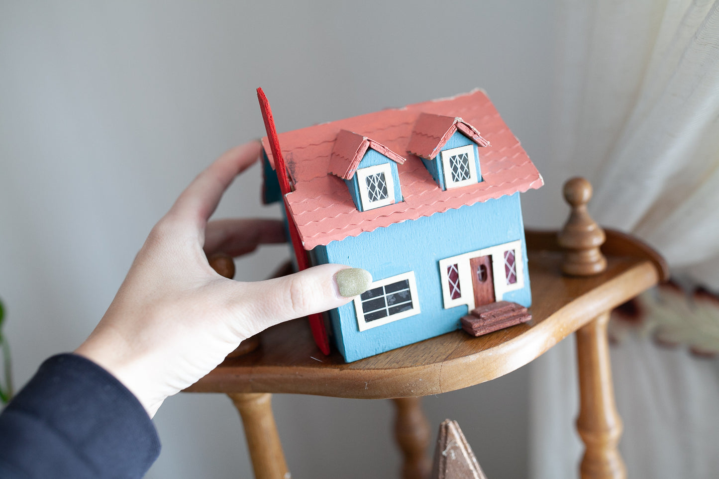 Vintage House - Wooden handmade House -Pink and Blue House