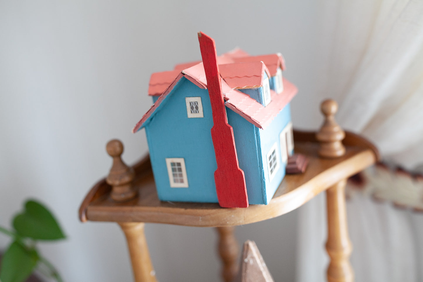 Vintage House - Wooden handmade House -Pink and Blue House