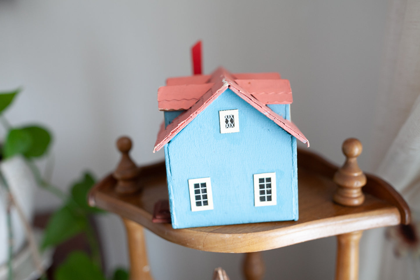 Vintage House - Wooden handmade House -Pink and Blue House