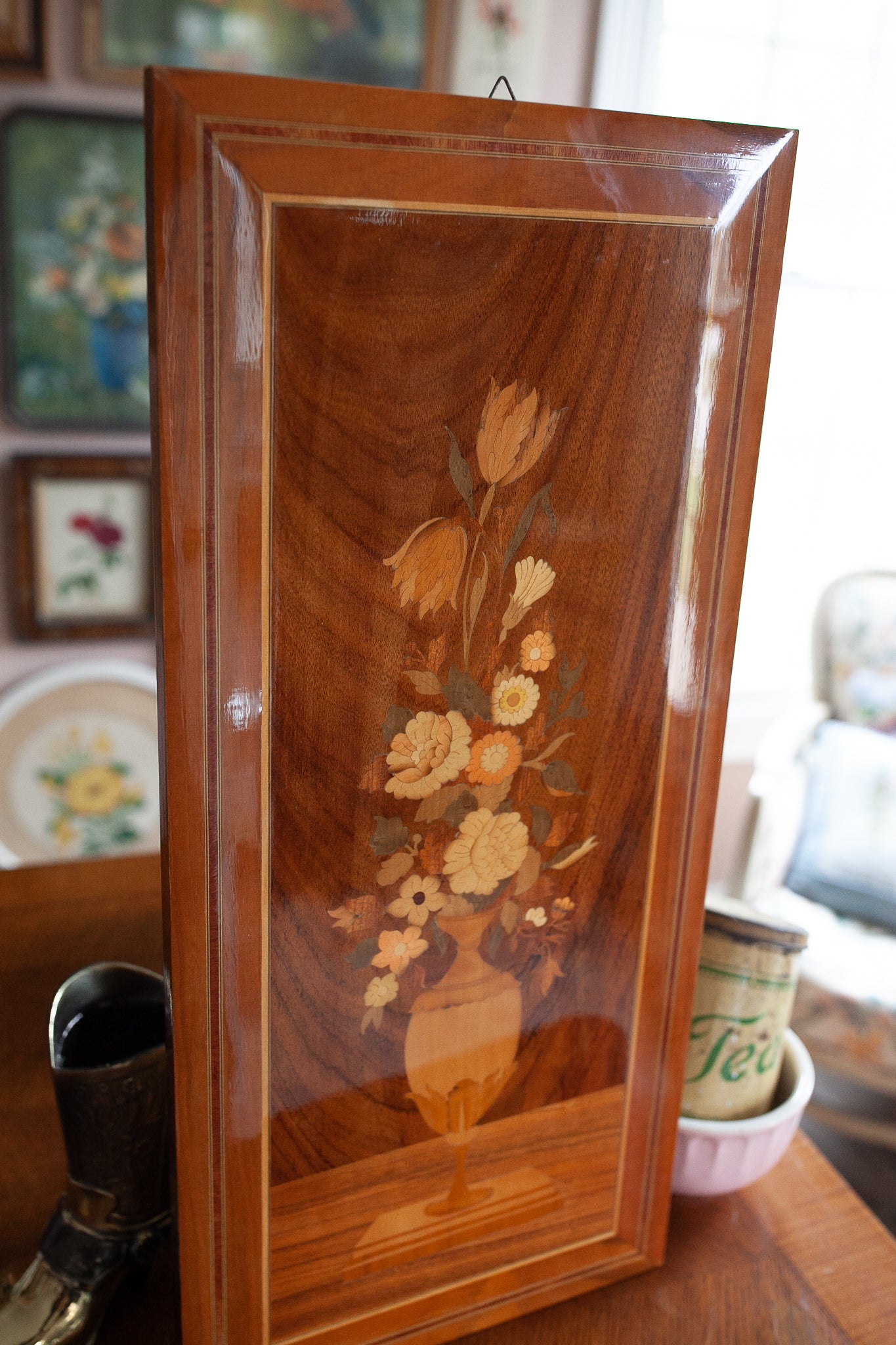 Floral marquetry panel from Sorrento, Italy- Flower Artwork