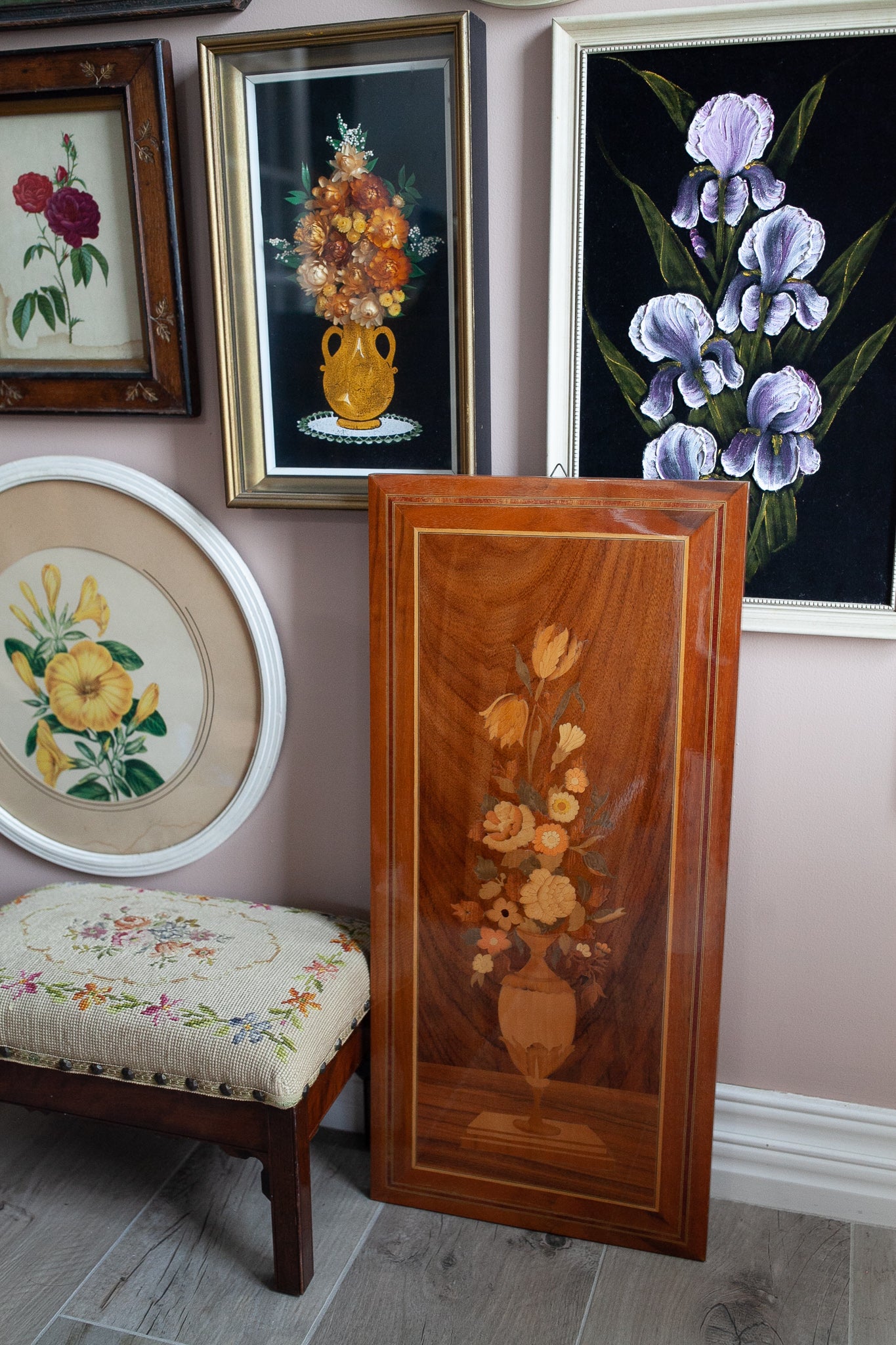 Floral marquetry panel from Sorrento, Italy- Flower Artwork