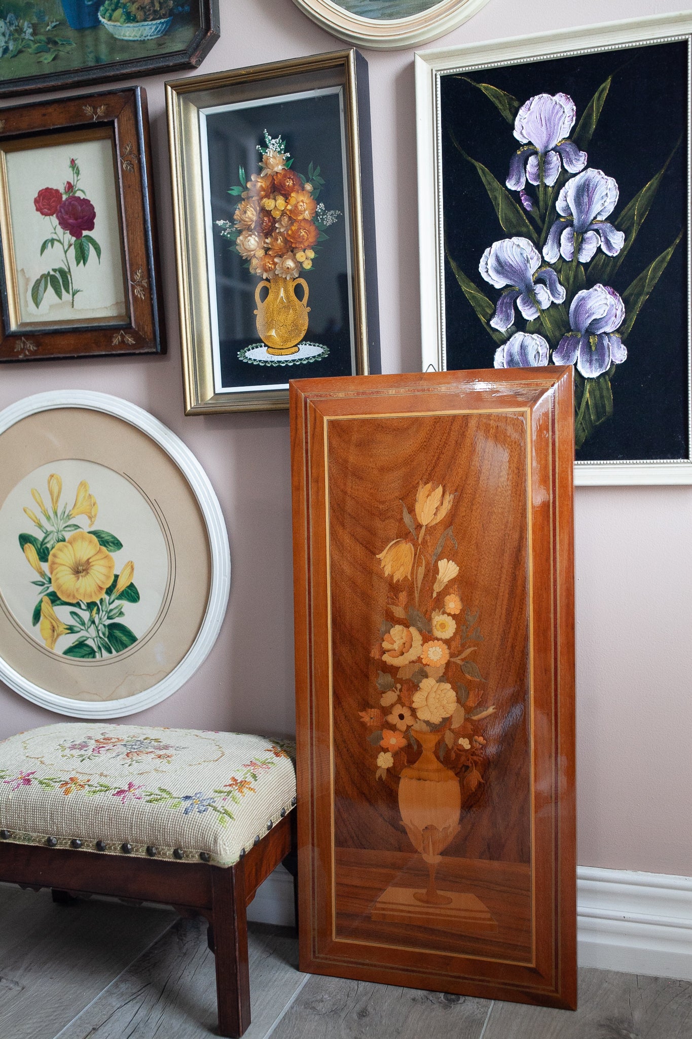 Floral marquetry panel from Sorrento, Italy- Flower Artwork